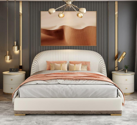 Designer Doppelbett Bett Hotel Luxus Leder Schlafzimmer 150/180x200cm