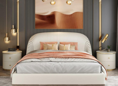 Designer Doppelbett Bett Hotel Luxus Leder Schlafzimmer 150/180x200cm