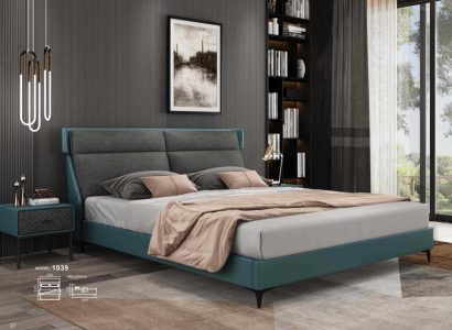 Klassisches Luxus Betten Polster Leder Textil Hochwertiges Schlafzimmer Bett Neu