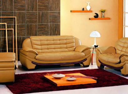 Sofagarnitur Couch Polster Sofa Leder Wohnzimmer Sitz 3+2+1 Set Garnituren