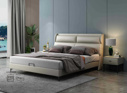 Hochwertiges Luxus Doppel Bett Betten Polster Design Ehe Hotel Leder Textil Neu