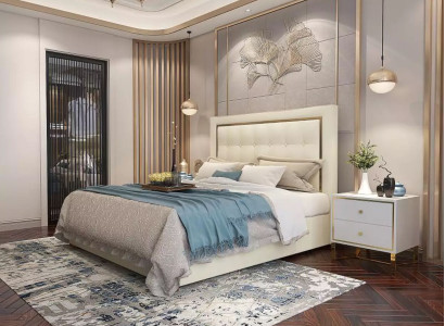 Bett Polster Design Luxus Doppel Hotel Betten Ehe 180x200cm Schlaf Zimmer Metall