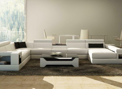 Ledersofa Couch Wohnlandschaft Ecksofa Eck Garnitur Design Modern Sofa 6138