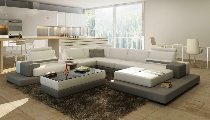 Wunderschöne XXL Leder Wohnlandschaft U Form Ecksofa Sofa Couch