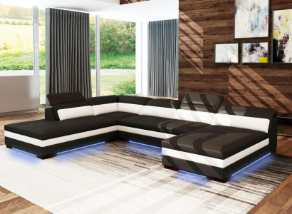 Ledersofa Couch Wohnlandschaft Ecksofa Eck Garnitur Design Modern Sofa 5127