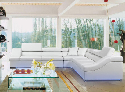 Ledersofa Couch Wohnlandschaft Ecksofa Eck Garnitur Sofa Design Modern