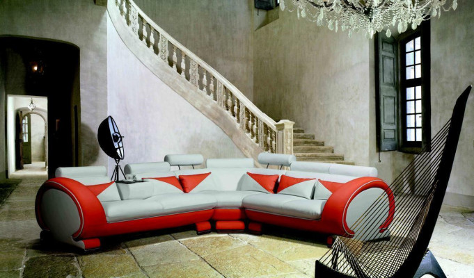 Moderne Ecksofa Couch Polster Sitz Eck Garnitur XXL Big Wohnlandschaft Ecke Neu