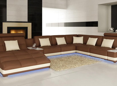 Bix XXL wohnlandschaft sitz eck polster leder garnitur couch u form