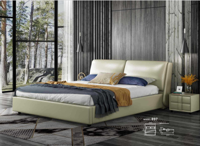 Lederbett Betten Doppel ehe Modernes Gestell Luxus Schlafzimmer Hotel 180x200