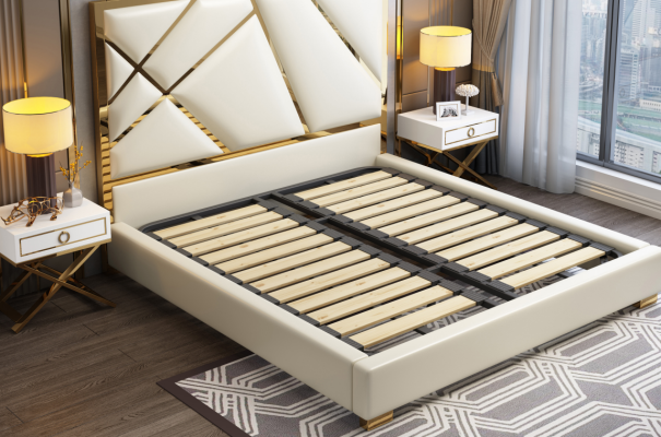 Bett Polster Design Luxus Doppel Hotel Betten Schlaf Zimmer Deko Leder Neu