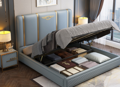 Bett Polster Design Luxus Metall Betten Doppel Ehe Schlaf Zimmer Leder