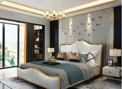 Bett Polster Design Luxus Doppel Hotel Betten Ehe 180x200cm Schlaf Zimmer Leder