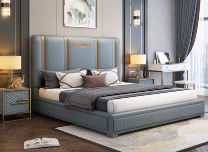 Bett Polster Design Luxus Metall Doppel Betten Hotel Ehe Schlaf Zimmer