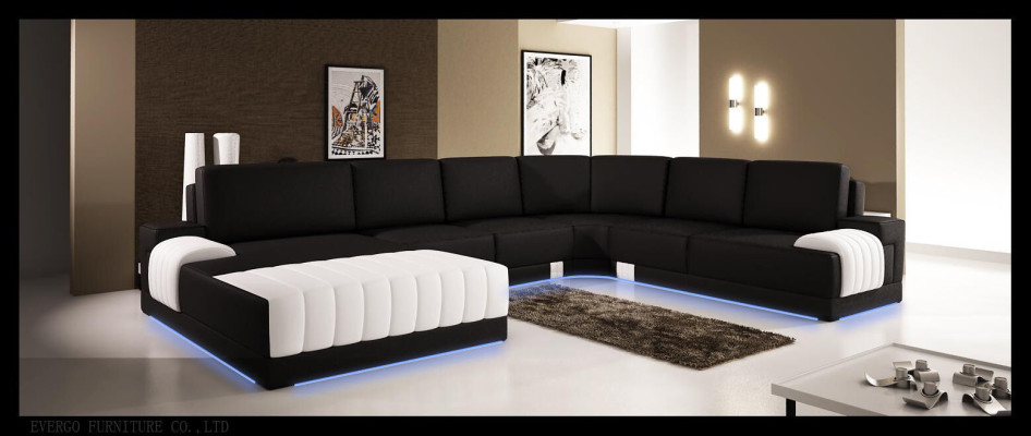 Polster Ledersofa Sofa Couch Polster Eck Sitz Garnitur U Form XXL Big