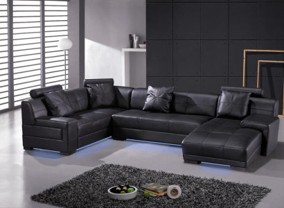 Ledersofa Couch Wohnlandschaft Ecksofa Eck Garnitur Modern Design Dekor