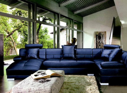 Ledersofa Couch Wohnlandschaft Ecksofa Eck Garnitur Design Modern Dekor