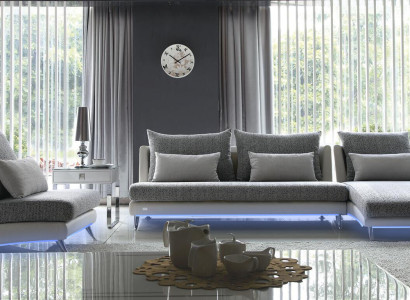 Moderne Design Ecksofa Polster Couch Garnitur 155x390cm Stoff Textil Sofa Ecke