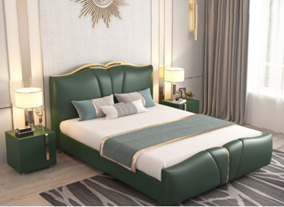 Designer Bett Schlafzimmer Betten Textil Leder Hotel Luxus Polster