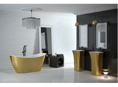 Goldene Designer Badewanne Freistehende Luxus Wanne in Gold Wannen