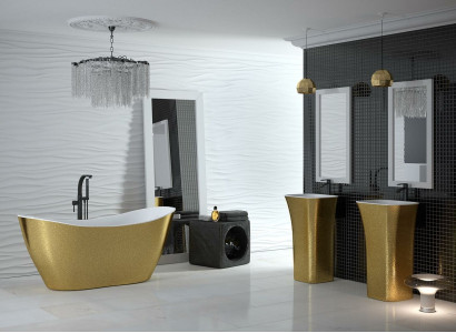 Goldene Designer Badewanne Freistehende Luxus Wanne in Gold Wannen