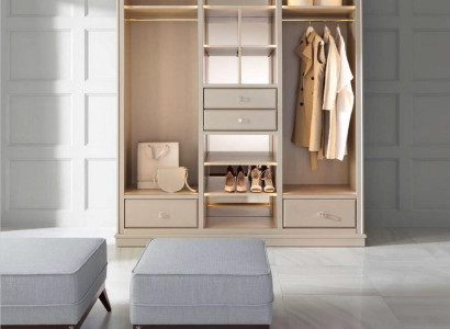 Offener Kleiderschrank Schlafzimmer Schrank Begehbare Möbel Schrank Holz Beige