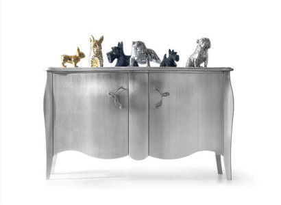 Silbernes Sideboard Kommode Anrichte Schränke Kommoden Holz Luxus Möbel Silber