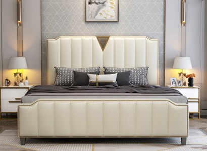 Designer Bett 180x200 Leder Hotel Metall Betten Deko Doppel Schlaf Zimmer