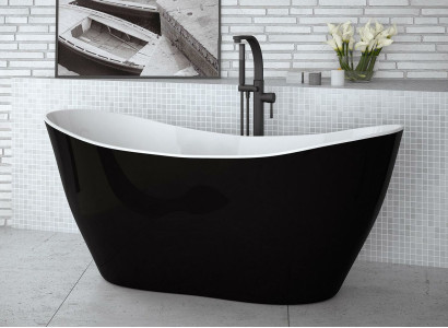 Schwarze Designer Badewanne Freistehende Luxus Wanne in Schwarz