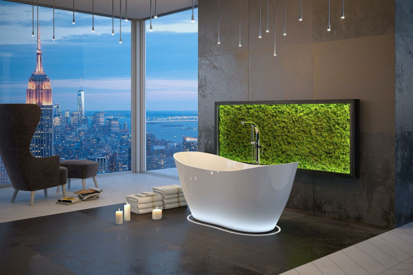 Exclusive freistehende Badewanne Acryl Wanne Dusche Bad Ablauf Design