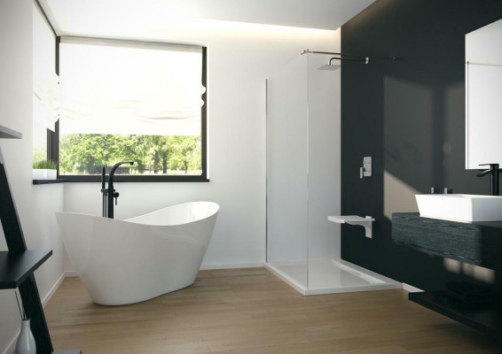 Exclusive freistehende Badewanne Acryl Wanne Dusche Bad Ablauf Design