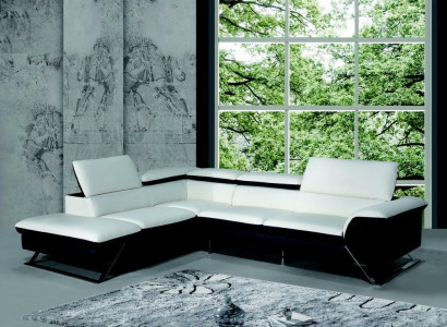 Designer Sitzpolster Ledersofa Garnitur Couch Wohnlandschaft L Form