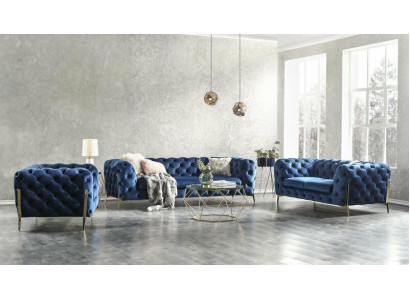 Chesterfield Edle Designer Couch Polster Stoff Textil Samt Sofa Luxus Couchen