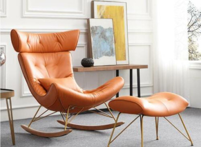 Sessel Metall Design Polster Lounge Club Stuhl Sitz Zimmer Schaukel