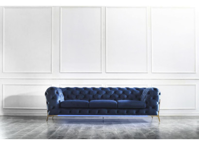 Chesterfield Sitz Textil Stoff 2 Sitzer Wohnzimmer Couch Sofa Polster Garnitur