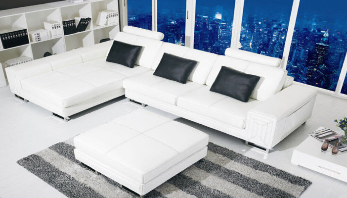 Wohnlandschaft Designer Sofa Couch Polster Leder Sofas Eck Ecke Sitz LForm Genov