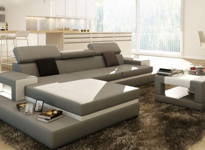 Ecksofa Polster Couch Sofa Wohnlandschaft Garnitur Sitz Eck Textil Leder