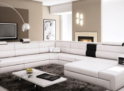 Ecksofa Sofa Couch Polster Design Garnitur Textil Leder Wohnlandschaft