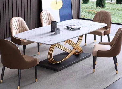 Luxus Tisch Metall Esstisch Mega Design Tische Edelstahl Marmor Imitat Esstisch