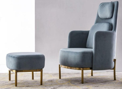 Sessel Stuhl Polster Fernseh leder Textil Stoff Grau Design Lounge