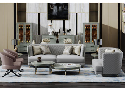 Graue Sofagarnitur 3+2 Sitzer Moderne Polstergarnitur Wohnzimmer Sofas