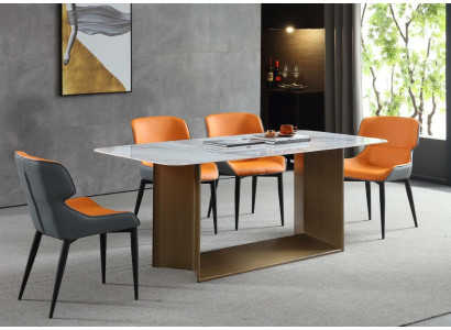 Luxus Tische Esstisch Edelstahl Möbel Säule Tisch Marmor Stil Esstische Metall