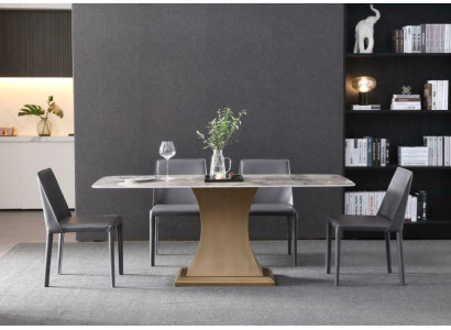 Luxus Esstisch Edelstahl Tische Möbel Säule Tisch Marmor Stil Esstische Metall