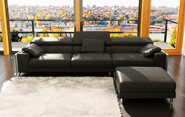 Design Ledersofa Sofa Couch Polster Ecke Sitz Dekor Garnitur Wohnlandschaft