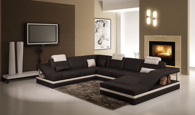 Moderne Wohnzimmer Ecksofa Wohnlandschaft Big XXL Leder Sofa