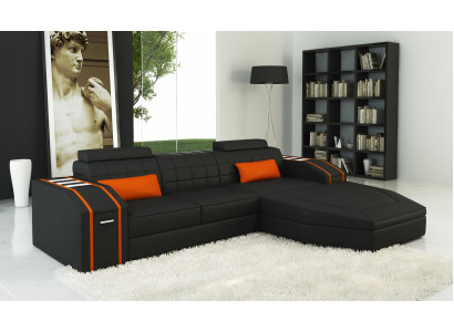 Beleuchtete Wohnzimmer Ledersofa Sofa Eck Couch Wohnlandschaft Big