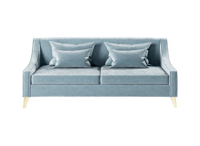 Samt Dreisitzer Sofa 3 Sitz Sofas Stoff Wohnzimmer Polyester Modern Luxus Blau