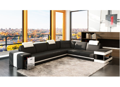 Ledersofa Sofa Couch Polster Ecke Sitz Eckgarnitur Wohnzimmer