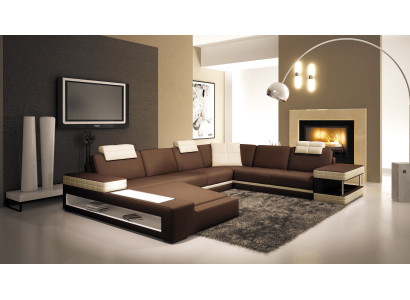 Big XXL Ledersofa Couch Sitz Polster U Form Garnitur Sofas Leder