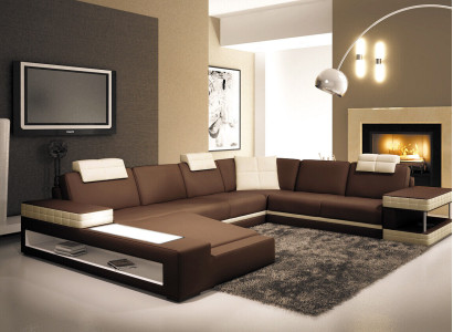 Big XXL Ledersofa Couch Sitz Polster U Form Garnitur Sofas Leder