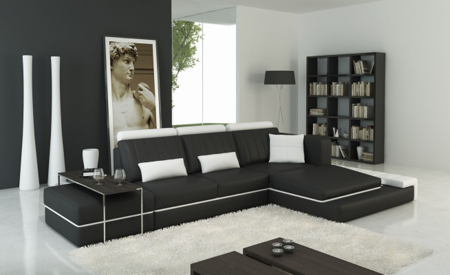 Moderne Wohnzimmer Ecksofa Couch Polster Eck Ledersofa Garnitur LForm
